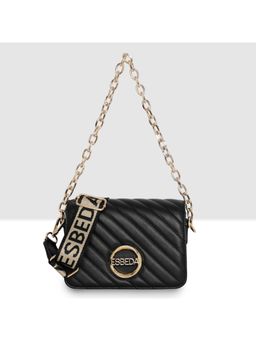 ESBEDA - Black Chevron Quilted Mini Sling Bag for Womens (S)