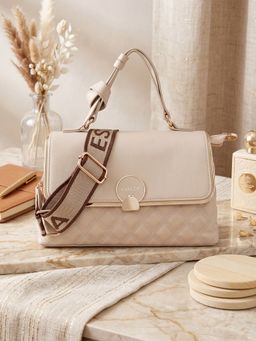ESBEDA - Beige Luxe Quilted Top Handle Sling Bag for Womens (M)