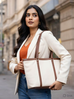 Hues Studio - Lauren Tote Bag for Women Beige (M)