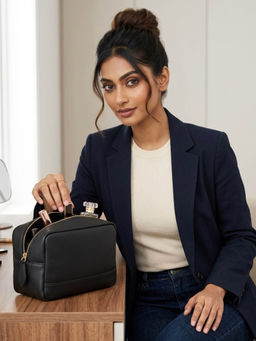 Hues Studio - Leo Travel Pouch Bag for Women Black