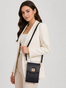 ESBEDA - Black Flap Lock Mini Mobile Sling Bag for Womens (S)