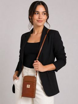 ESBEDA - Tan Croco Luxe Mini Mobile Sling Bag for Womens (S)