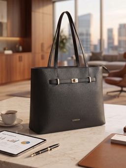 ESBEDA - Black Regal Structured Tote Bag for Womens (L)