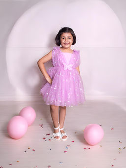 Fayon Kids - Lavender Net Sleeveless Embellished Dress