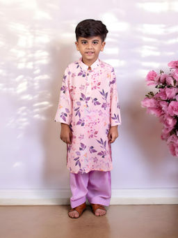 Fayon Kids - Lavender Cotton Full Sleeves Printed Kurta With Pant