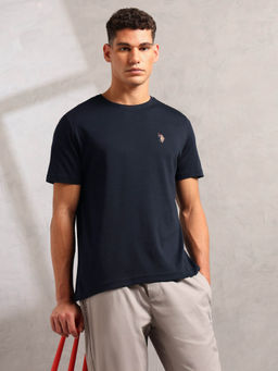 U.S. POLO ASSN. - Men Navy Blue Solid T-Shirt
