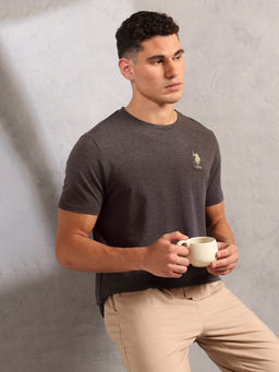 U.S. POLO ASSN. - Men Brown Solid T-Shirt
