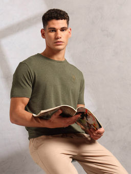 U.S. POLO ASSN. - Men Green Solid T-Shirt