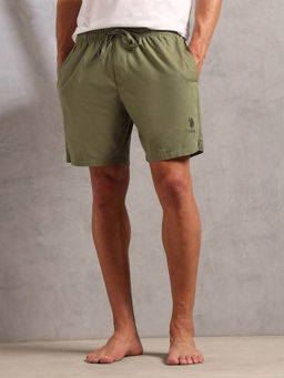 U.S. POLO ASSN. - Men Green Solid Shorts