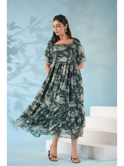 Polago Clothing - Dark Green Nursing Midi Dress