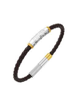 Police - Warren Wing Logo Emblem Dark Brown Leather Bracelet for Men - Peagb0033604