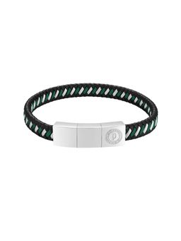 Police - Twist Black and Dark Green Woven Leather Bracelet for Men - Peagb0034002