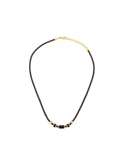 Police - Bullion Gold Plated with Onyx Beads Brown Leather Necklace for Men - Peagn0032202