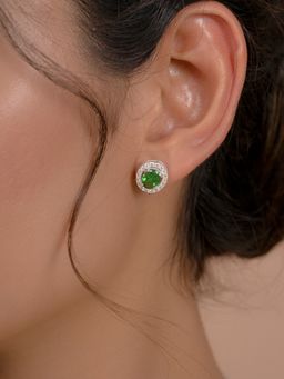 Margento Jewels - 925 Sterling Silver Classic Green Emerld Topaz Stud