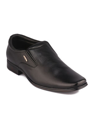 Red Chief Black Leather Slip Ons 