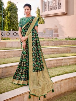 Odette - Green Weaved Silk Designer Saree with Unstitched Blouse