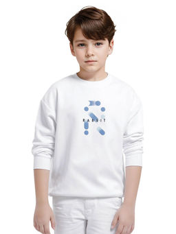 RARE ONES - White Azen Cotton Poly Full Sleeve Discharge Hd Sweatshirt - Rare Ones By Rare Rabbit