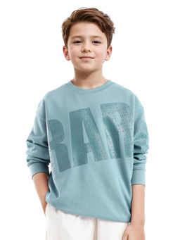 RARE ONES - Turquoise Cramet Cotton Poly Full Sleeve Gel Print Sweatshirt - Rare Ones By Rare Rabbit