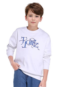 RARE ONES - White Kiro Cotton Full Sleeves Crew Neck Sweatshirt - Rare Ones By Rare Rabbit