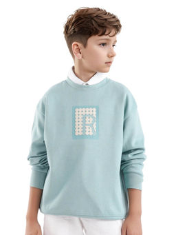 RARE ONES - Turquoise Poks Cotton Full Sleeve Hd Discharge Print Sweatshirt - Rare Ones By Rare Rabbit