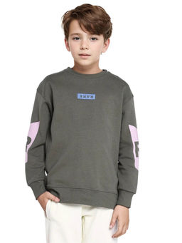 RARE ONES - Green Seron Cotton Poly Full Sleeve Solid Sweatshirt - Rare Ones By Rare Rabbit
