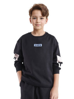 RARE ONES - Black Seron Cotton Poly Full Sleeve Solid Sweatshirt - Rare Ones By Rare Rabbit