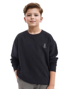 RARE ONES - Black Taron Cotton Poly Full Sleeve Embroidered Sweatshirt - Rare Ones By Rare Rabbit