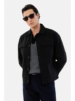 Snitch - Men Black Cotton Full Sleeves Jacket