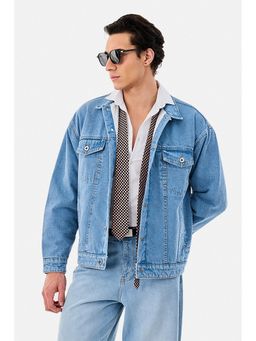 Snitch - Men Blue Cotton Full Sleeves Jacket