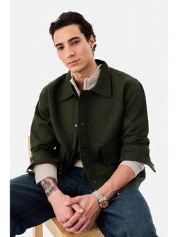 Snitch - Men Olive Polyester Blend Full Sleeves Jacket