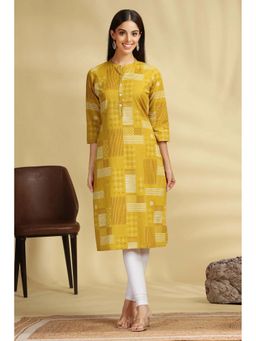 Cotton Culture - Yellow Printed Cotton Straight Kurta