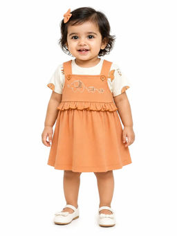 Bloom Up - Orange Embroidered Cotton Blend Regular T-Shirt and Dress