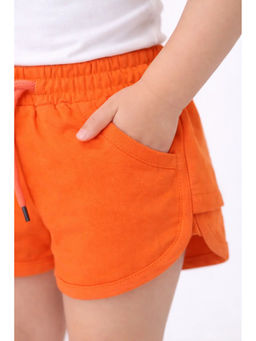 Bloom Up - Orange Solid Cotton Blend Regular Fit Shorts