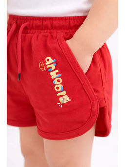 Bloom Up - Red Solid Cotton Blend Regular Fit Shorts