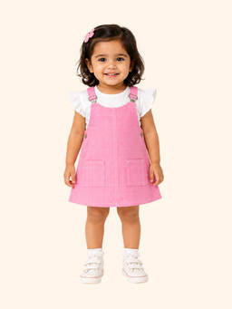 Bloom Up - Pink Checks Cotton Blend Regular Top and Dress