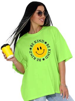 LEOTUDE - Printed Womens Round Neck Green T-Shirt