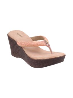Mochi - Womens Rose Gold Platform HeelsMochi Women Rose Gold Synthetic Embellished Wedges