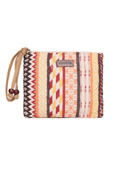 Astrid - Multicolor Striped Woven Makeup-Travel Pouch with Tassels