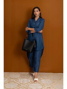 Label Ruby - Elegance In Prussian Blue Linen Co-Ord (Set of 2)