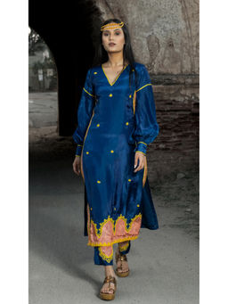 Label Ruby - Hand Embroidered Royal Blue Kurta with Pant (Set of 2)