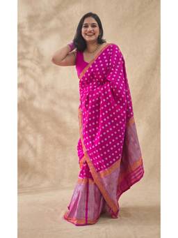 APAAPI THREADS OF GLORY - Magenta Ethnic Motif Silk Blend Saree