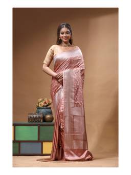 Boveee - Blush Pink Woven Stone Work Mashru Silk Saree