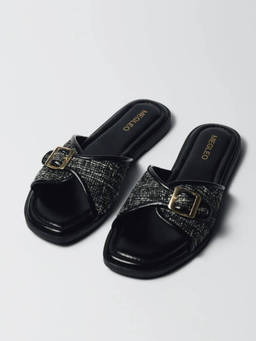 Megleo - Black Pu Square Toe Pair Of Flats