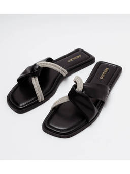Megleo - Black Pu Square Toe Pair Of Flats