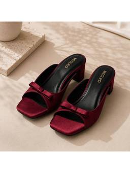 Megleo - Women Lucy - Satin Red Block Heels