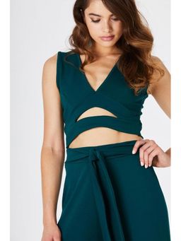 Girls on Film - Lilia Green Plunge Crop Top (L)