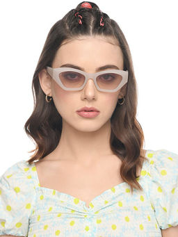 Vincent Chase - Unisex Square Beige Lens Full Rim Sunglasses