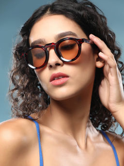 Haute Sauce - Women Round Brown Lens Full Rim Sunglasses