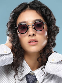 Haute Sauce - Women Round Black Lens Full Rim Sunglasses