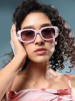 Haute Sauce - Women Rectangle Purple Lens Full Rim Sunglasses